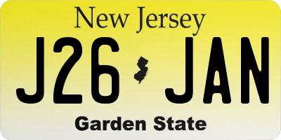 NJ license plate J26JAN