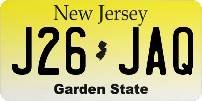 NJ license plate J26JAQ