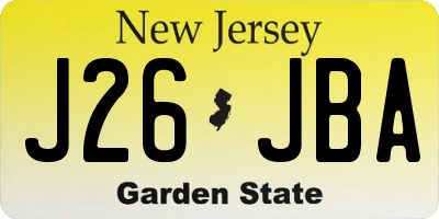 NJ license plate J26JBA