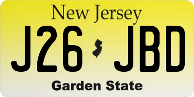 NJ license plate J26JBD