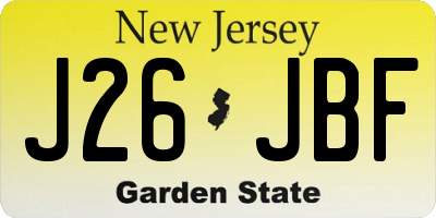 NJ license plate J26JBF