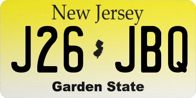 NJ license plate J26JBQ
