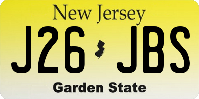 NJ license plate J26JBS
