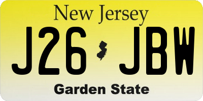 NJ license plate J26JBW