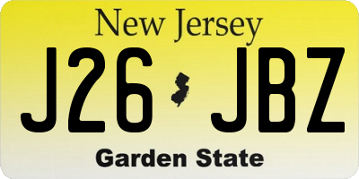 NJ license plate J26JBZ