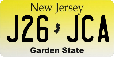 NJ license plate J26JCA