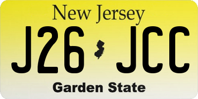 NJ license plate J26JCC