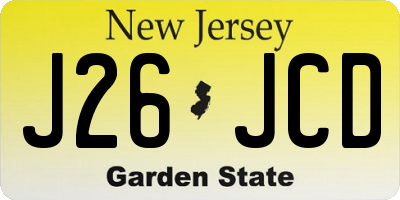 NJ license plate J26JCD