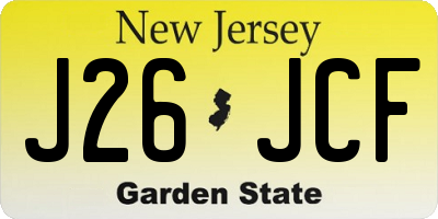 NJ license plate J26JCF