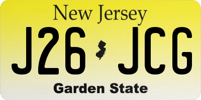 NJ license plate J26JCG