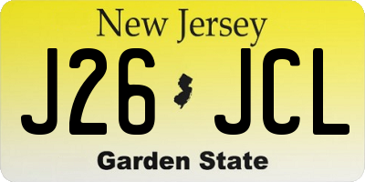 NJ license plate J26JCL