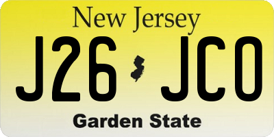NJ license plate J26JCO