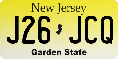 NJ license plate J26JCQ