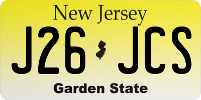 NJ license plate J26JCS