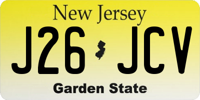 NJ license plate J26JCV