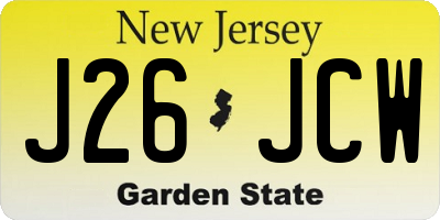 NJ license plate J26JCW