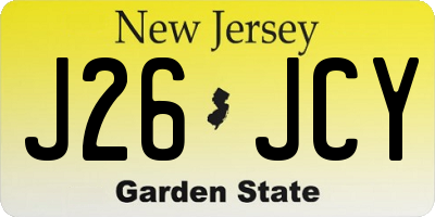 NJ license plate J26JCY