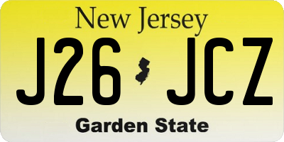 NJ license plate J26JCZ