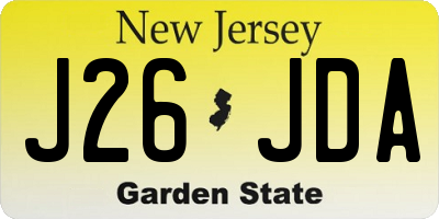 NJ license plate J26JDA