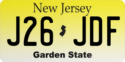 NJ license plate J26JDF