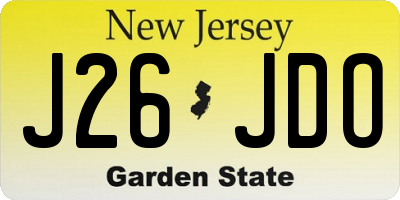 NJ license plate J26JDO