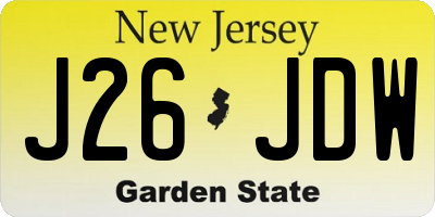 NJ license plate J26JDW