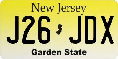 NJ license plate J26JDX