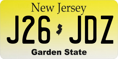 NJ license plate J26JDZ