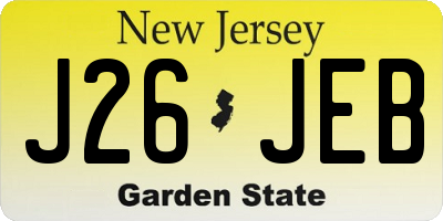 NJ license plate J26JEB