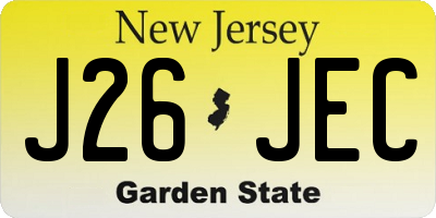 NJ license plate J26JEC