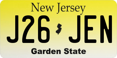 NJ license plate J26JEN