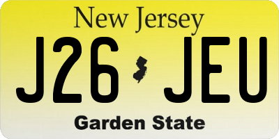 NJ license plate J26JEU
