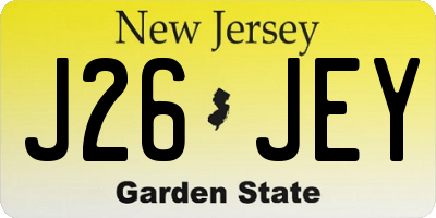 NJ license plate J26JEY