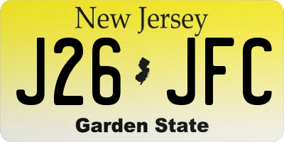 NJ license plate J26JFC