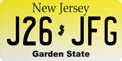 NJ license plate J26JFG