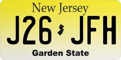 NJ license plate J26JFH