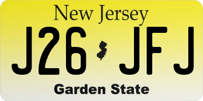 NJ license plate J26JFJ