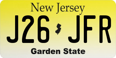 NJ license plate J26JFR