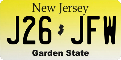 NJ license plate J26JFW