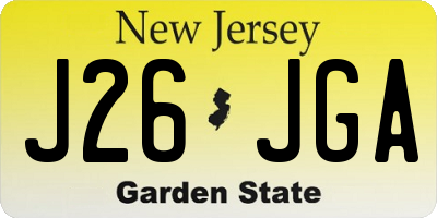 NJ license plate J26JGA