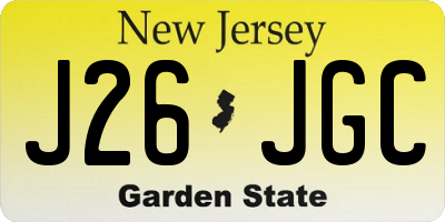 NJ license plate J26JGC