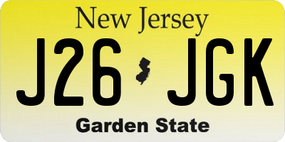 NJ license plate J26JGK