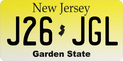 NJ license plate J26JGL