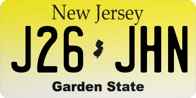 NJ license plate J26JHN