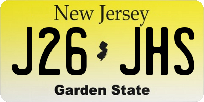 NJ license plate J26JHS