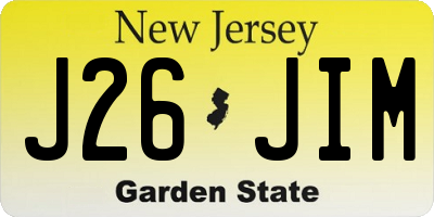 NJ license plate J26JIM