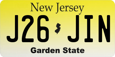 NJ license plate J26JIN