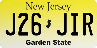NJ license plate J26JIR