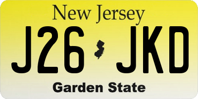 NJ license plate J26JKD