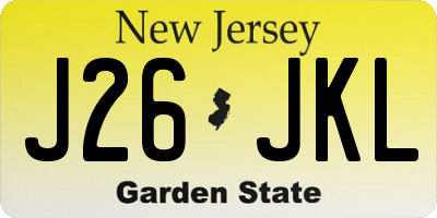 NJ license plate J26JKL